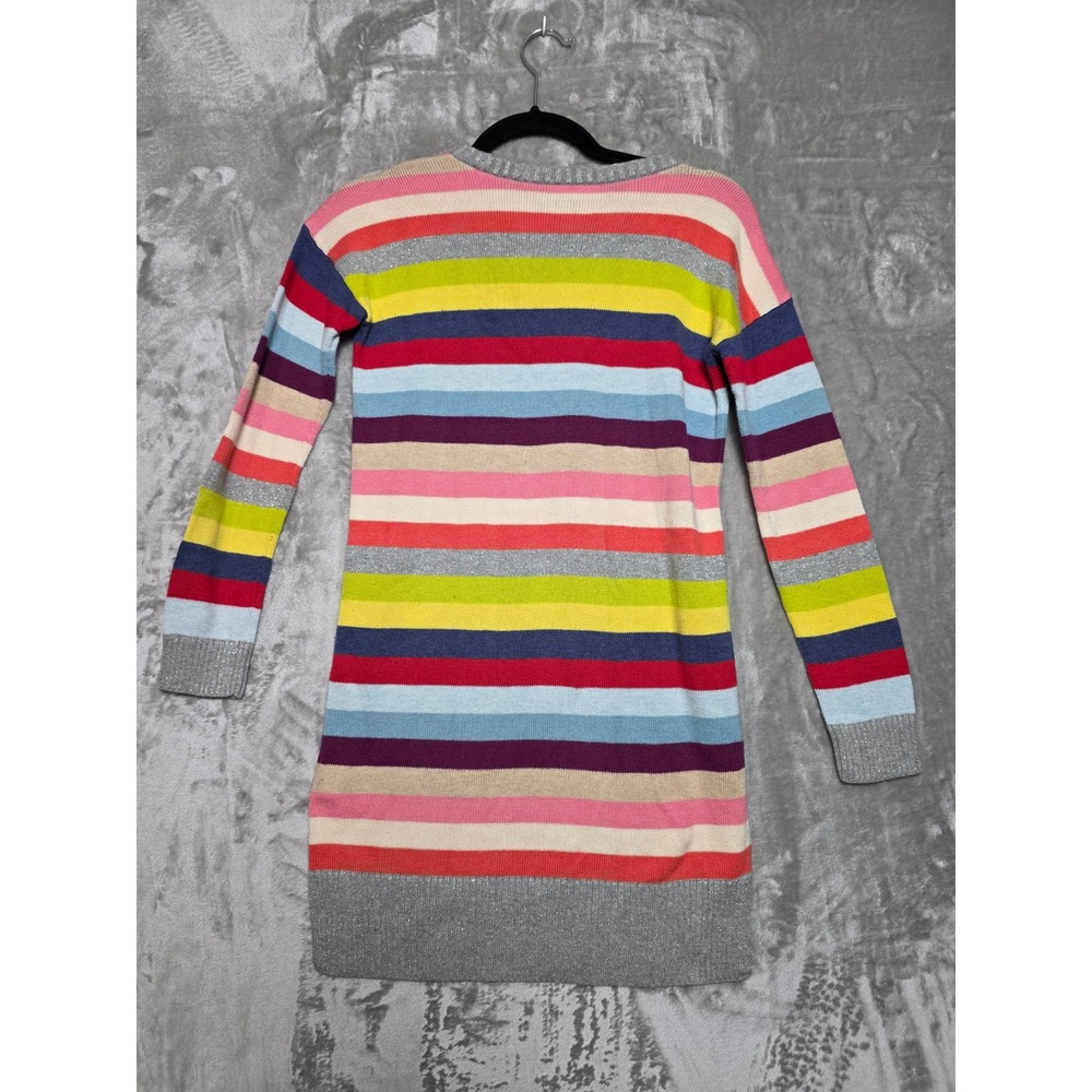 Gap Kids Girls XL 12 Rainbow Stripe Metallic Knit Long Sleeve Sweater DressMulti - Picture 3 of 7